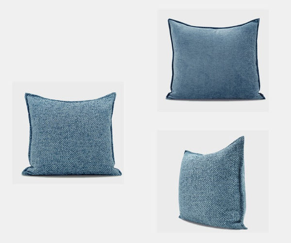 Large Modern Square Throw Pillows for Couch, Blue Modern Sofa Pillow, Blue Decorative Pillow, Simple Throw Pillow for Interior Design-LargePaintingArt.com