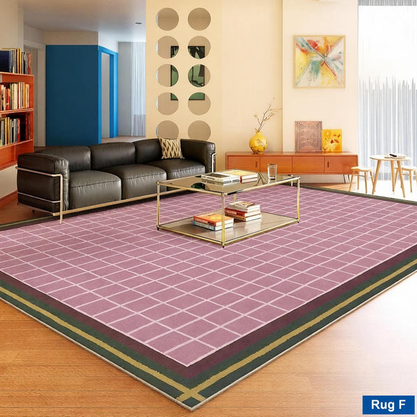 Mid Century Modern Rugs, Contemporary Modern Rugs under Coffee Table, Colorful Modern Rugs for Living Room, Dining Room Geometric Modern Rugs-LargePaintingArt.com