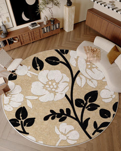 Bedroom Abstract Modern Area Rugs, Geometric Round Rugs for Dining Room, Circular Modern Rugs under Chairs, Contemporary Modern Rug for Living Room-LargePaintingArt.com