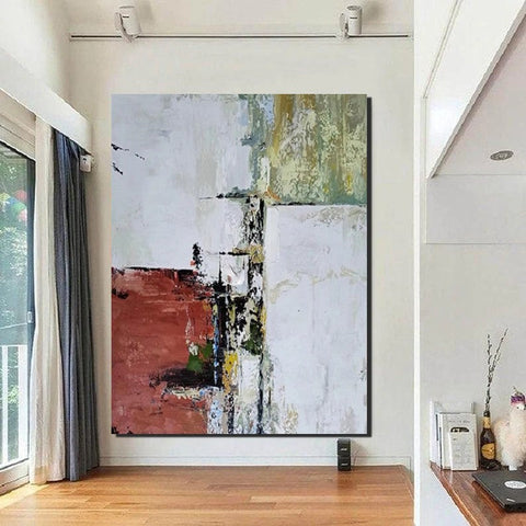 Contemporary Art Painting, Modern Paintings, Bedroom Acrylic Painting, Simple Painting Ideas, Living Room Wall Painting, Large Red Canvas Painting-LargePaintingArt.com