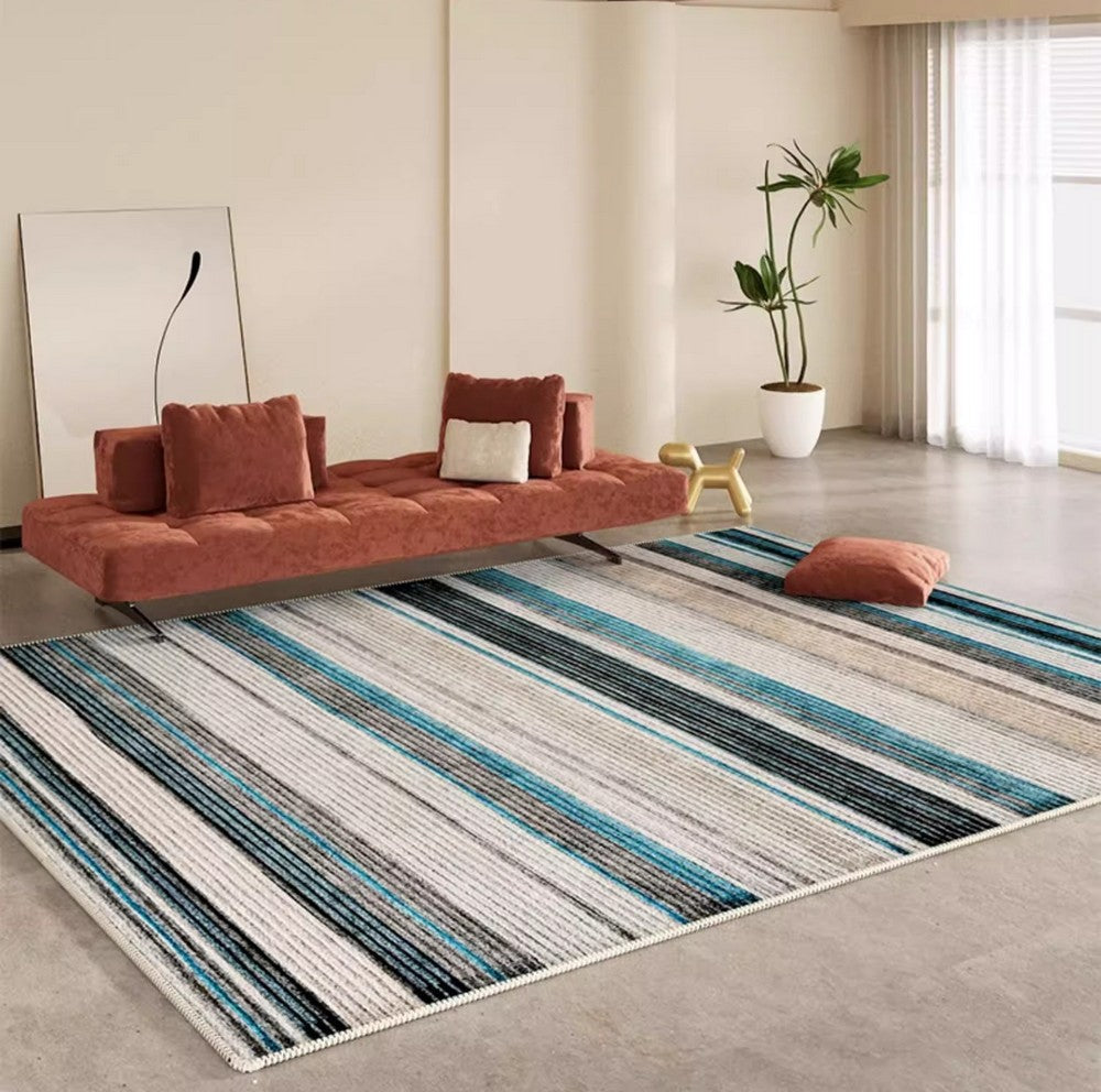 Unique Modern Rugs for Living Room, Abstract Contemporary Rugs for Bedroom, Modern Area Rugs under Sofa, Dining Room Floor Rugs, Modern Carpets for Office-LargePaintingArt.com