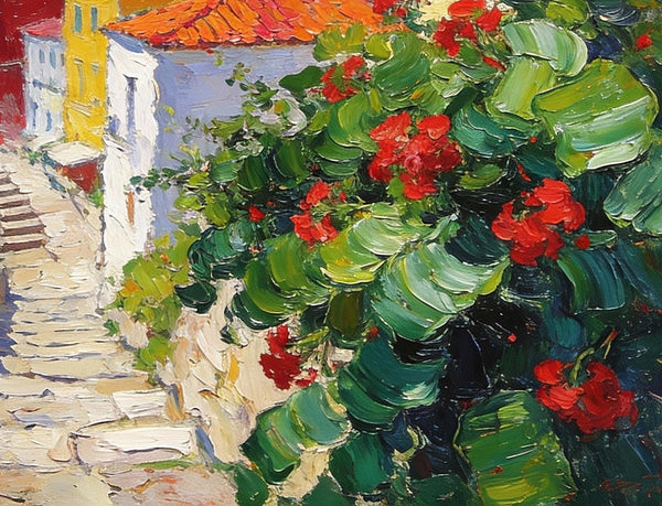 The Quiet Seaside Town, Summer Resort, On Canvas Small Paintings, Hand Painted Canvas Art, Small Landscape Paintings, Original Oil Paintings, Small Wall Art Paintings-LargePaintingArt.com