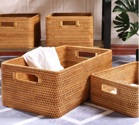 Large Storage Baskets for Bedroom, Storage Baskets for Bathroom, Rectangular Storage Baskets, Storage Baskets for Shelves-LargePaintingArt.com