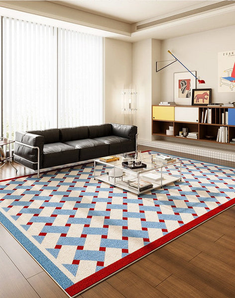 Modern Living Room Rug Ideas, Mid Century Modern Rugs, Contemporary Abstract Rugs for Dining Room, Geometric Contemporary Rugs-LargePaintingArt.com