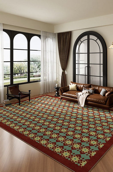 Mid Century Modern Rugs, Colorful Geometric Rugs for Dining Room, Minimalist Modern Rugs for Bedroom, Colorful Absract Rugs for Living Room-LargePaintingArt.com