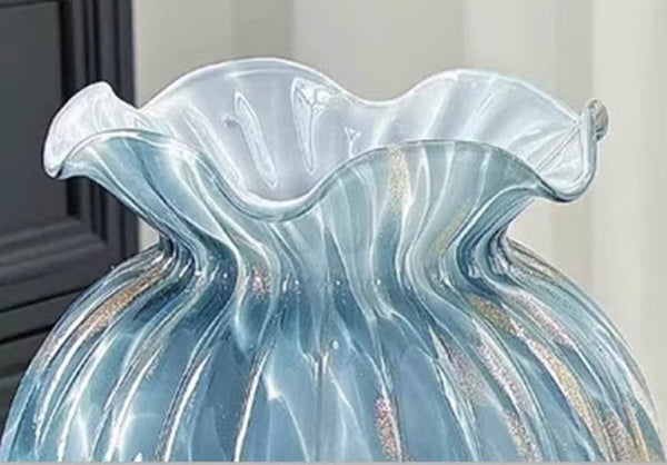 Modern Glass Bud Vases, Centerpiece Vases on Table, Handmade Liuli Vases, Color Glaze Vase, Contemporary Vases for Modern Home Decor-LargePaintingArt.com