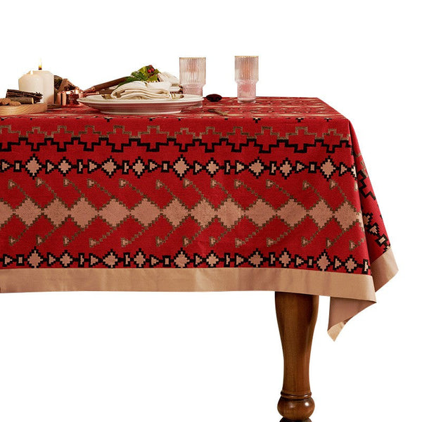 Red Christmas Holiday Tablecloth for Oval Table, Large Modern Rectangle Tablecloth for Dining Room Table, Square Table Covers for Kitchen, Farmhouse Table Cloth for Round Table-LargePaintingArt.com
