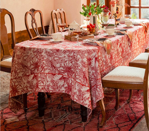 Modern Rectangle Tablecloth for Dining Room Table, Jungle Animals Leopard Parrot Pattern Tablecloth for Home Decoration, Large Square Tablecloth, Christmas Tablecloth-LargePaintingArt.com