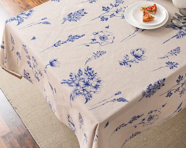 Dining Room Flower Table Cloths, Large Rectangular Table Covers for Kitchen, Farmhouse Table Cloth, Wedding Tablecloth, Square Tablecloth for Oval Table-LargePaintingArt.com