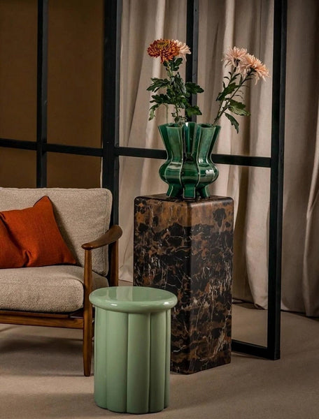 Unique Handmade Modern Flower Vase, Centerpiece Ceramic Bouquet Vases, Contemporary Vases on Dining Table, Green Porcelain Vases for Modern Home Decor-LargePaintingArt.com