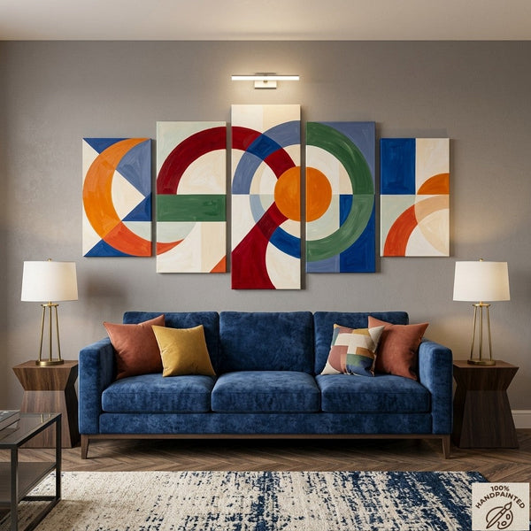 Geometric Contemporary Art, Abstract Acrylic Paintings, Hand Painted Canvas Art, Large Modern Paintings-LargePaintingArt.com