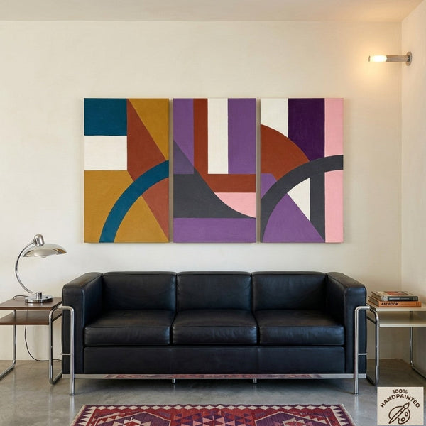 Large Abstract Paintings for Living Room, Multi Panel Canvas Art, Large Group Paintings, Geometric Abstract Paintings-LargePaintingArt.com
