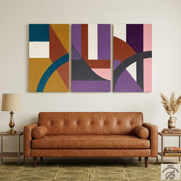 Large Abstract Paintings for Living Room, Multi Panel Canvas Art, Large Group Paintings, Geometric Abstract Paintings-LargePaintingArt.com