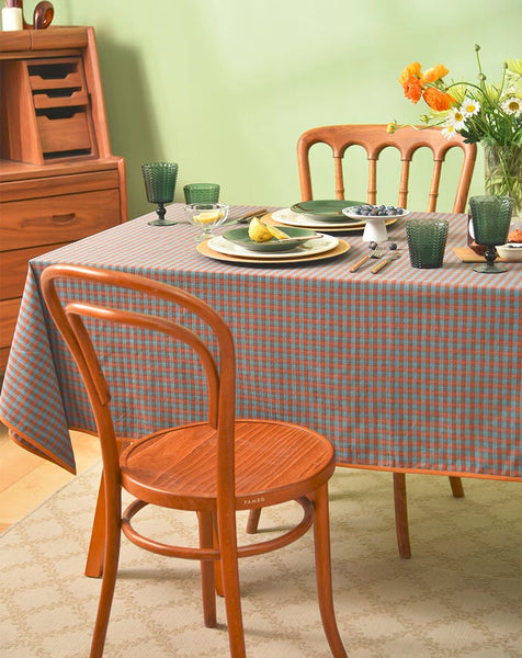 Cotton Chequer Rectangular Tablecloth for Kitchen, Rectangle Table Covers for Dining Room Table, Square Tablecloth for Coffee Table, Farmhouse Table Cloth-LargePaintingArt.com