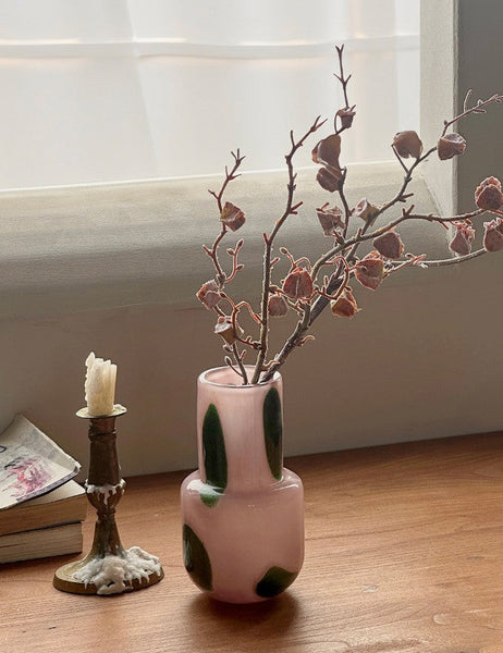 Handmade Glass Bud Vases, Flower Vases on Table, Vintage Small Glass Flower Vases, Water Holding Flower Vases-LargePaintingArt.com