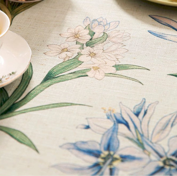 Linen Farmhouse Table Cloth, Large Modern Rectangle Tablecloth Ideas for Dining Table, Square Linen Tablecloth for Round Dining Room Table-LargePaintingArt.com