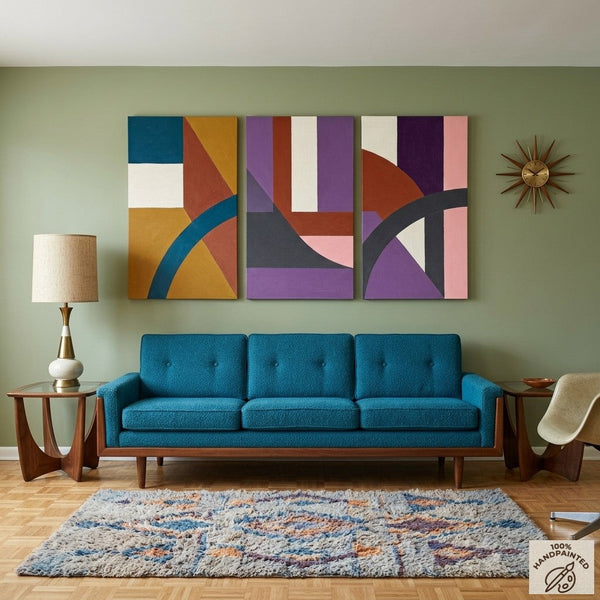 Large Abstract Paintings for Living Room, Multi Panel Canvas Art, Large Group Paintings, Geometric Abstract Paintings-LargePaintingArt.com