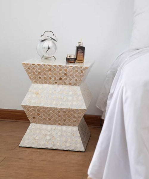 Unique Small End Table, Contemporary Bedside Table, Portable Casual Side Table, Shell Small Sofa Side Table, Creative Coffee Table-LargePaintingArt.com