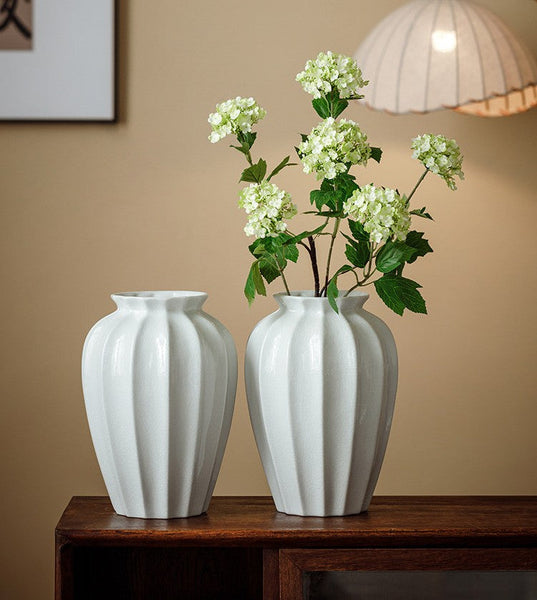 Large Flower Vases on Table, Centerpiece Ceramic Bud Vases, Porcelain Flower Vases, Handmade Water Holding Flower Vase-LargePaintingArt.com