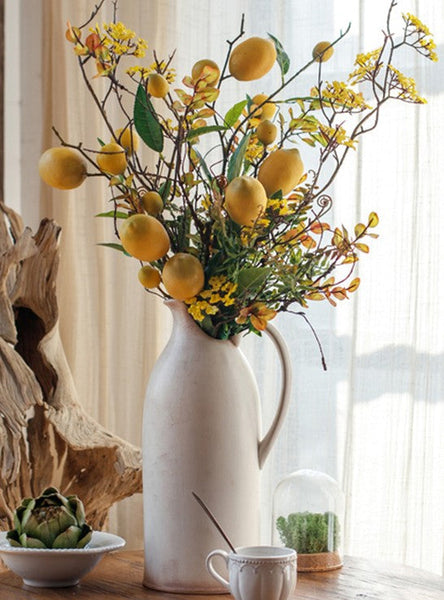 Lemon Branch, Fragrans stems, Fern leaf, Creative Flower Arrangement Ideas for Home Decoration, Unique Artificial Flowers, Simple Artificial Floral for Dining Room Table-LargePaintingArt.com