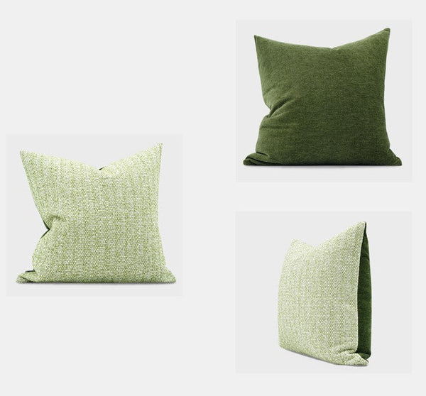 Green White Modern Sofa Pillows, Large Square Modern Throw Pillows for Couch, Simple Throw Pillow for Interior Design, Large Decorative Throw Pillows-LargePaintingArt.com