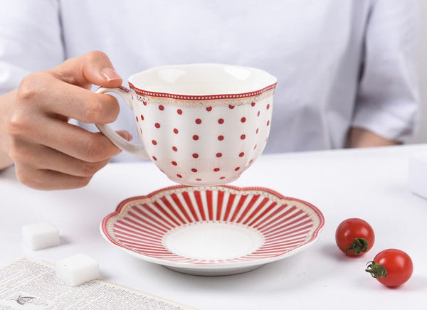 Unique Porcelain Cup and Saucer, Afternoon British Tea Cups, Creative Porcelain Tea Cup Saucer Set, Elegant Modern Ceramic Coffee Cups-LargePaintingArt.com