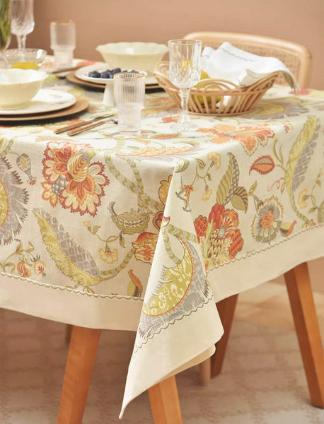 Extra Large Rectangle Tablecloth for Dining Room Table, Country Farmhouse Tablecloth, Square Tablecloth for Round Table, Rustic Table Covers for Kitchen-LargePaintingArt.com