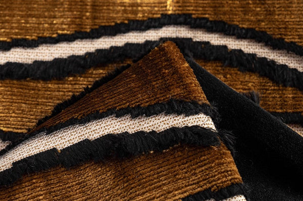 Golden Contemporary Pillows, Abstract Decorative Throw Pillows, Square Modern Throw Pillows for Couch, Large Simple Throw Pillow for Interior Design-LargePaintingArt.com