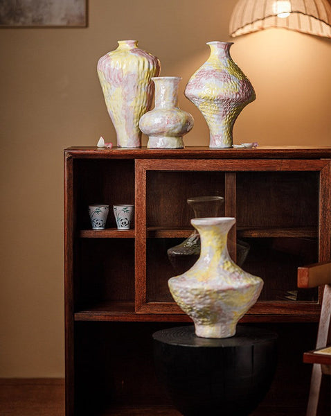 Handmade Water Holding Flower Vases, Modern Bouquet Flower Vases, Centerpiece on Dining Table, Large Flower Vase on Table, Pottery Flower Vases-LargePaintingArt.com