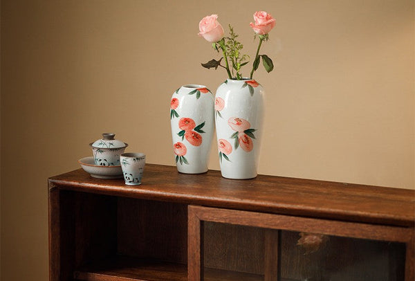 Porcelain Flower Vases, Handmade Water Holding Flower Vases, Modern Flower Vase Centerpiece on Table, Ceramic Bouquet Vases-LargePaintingArt.com