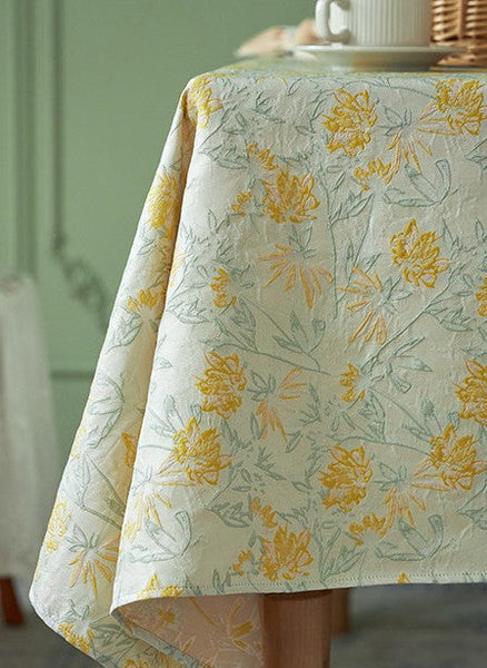 Natural Spring Farmhouse Table Cloth, Large Modern Rectangle Tablecloth for Dining Room Table, Square Tablecloth for Round Table, Flower Pattern Tablecloth-LargePaintingArt.com