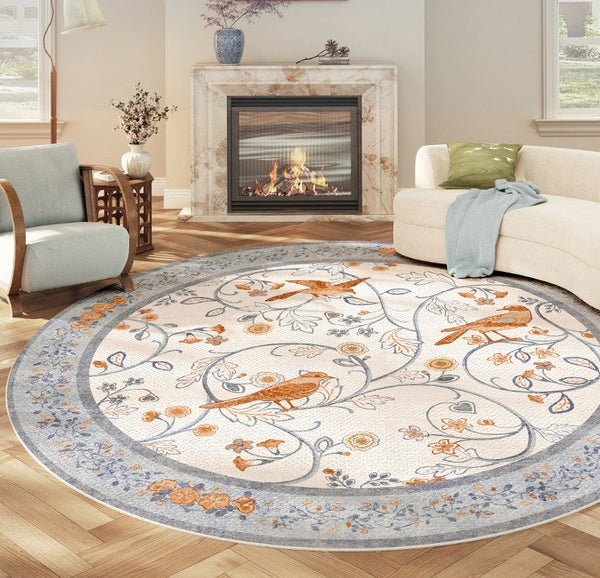 Dining Room Contemporary Round Rugs, Bedroom Modern Round Rugs, Modern Rug Ideas for Living Room, Circular Modern Rugs under Chairs-LargePaintingArt.com