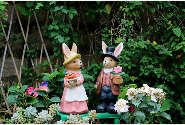 Garden Animal Sculpture Rabbit Statues, Garden Decor Ideas, Animal Statue for Garden Ornament, Villa Courtyard Decor, Outdoor Garden Decoration-LargePaintingArt.com