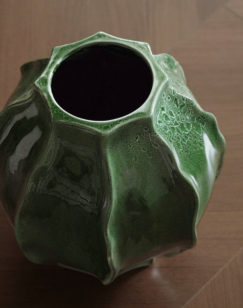 Handmade Modern Flower Vase, Centerpiece Ceramic Bouquet Vases, Large Contemporary Vases on Dining Table, Green Porcelain Vases for Modern Home Decor-LargePaintingArt.com