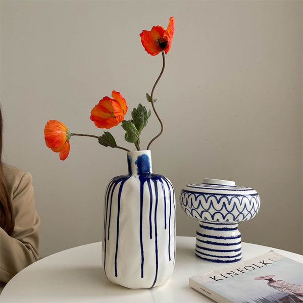 Modern Ceramic Flower Vases, Handmade Water Holding Flower Vases, Porcelain Bud Vases, Small Flower Vases on Table-LargePaintingArt.com