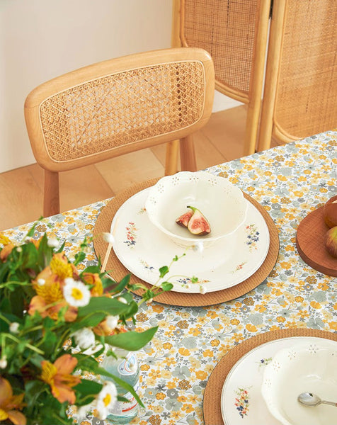 Dining Room Flower Table Cloths, Cotton Rectangular Table Covers for Kitchen, Farmhouse Table Cloth, Wedding Tablecloth, Square Tablecloth for Round Table-LargePaintingArt.com