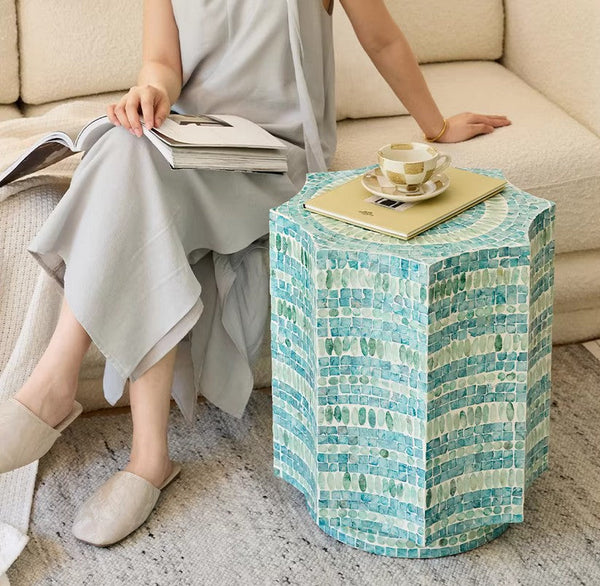 Contemporary Side Table, Contemporary Bedside Table, Bedside Small Side Table, Shell Small Sofa Side Table, Modern Side Table, Small End Table, Portable Casual Side Table, Creative Coffee Table-LargePaintingArt.com