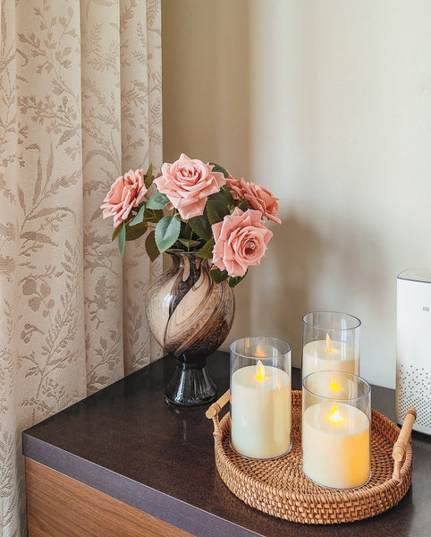 Modern Vases for Flowers, Unique Handmade Glass Bud Vases, Vintage Glass Flower Vases, Flower Vases on Table-LargePaintingArt.com