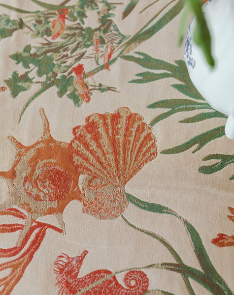 Modern Rectangle Tablecloth for Dining Room Table, Sea Shell Pattern Tablecloth, Square Tablecloth, Farmhouse Table Cloth, Wedding Tablecloth-LargePaintingArt.com