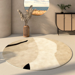 Simple Modern Floor Rugs Next to Bed, Bedroom Geometric Round Rugs, Circular Modern Rugs for Dining Room, Contemporary Floor Carpets for Entryway-LargePaintingArt.com