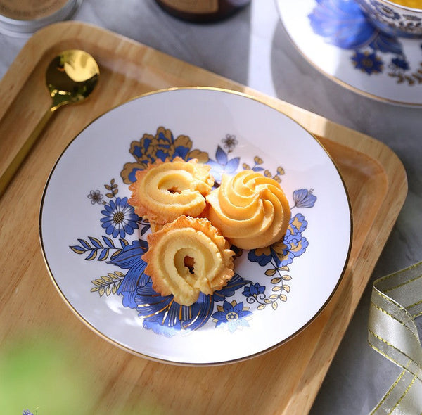 Unique Iris Flower Tea Cups and Saucers in Gift Box, Elegant Ceramic Coffee Cups, Afternoon British Tea Cups, Royal Bone China Porcelain Tea Cup Set-LargePaintingArt.com