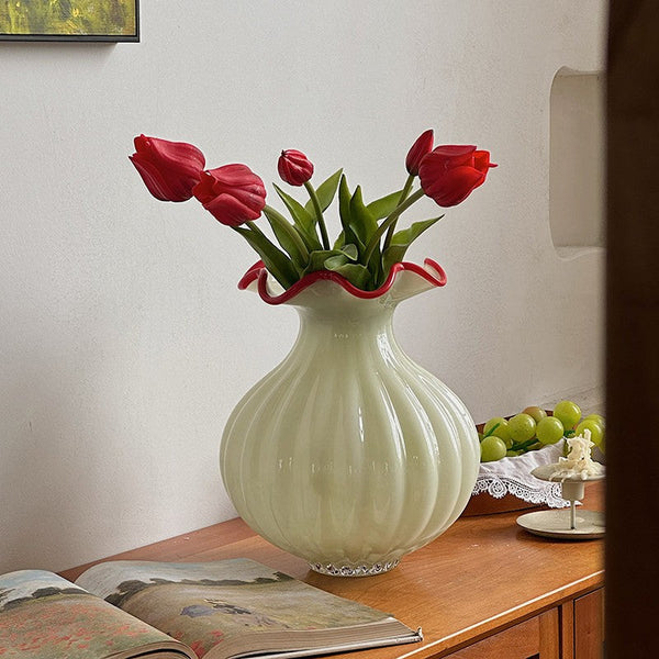 French Vintage Glass Flower Vases, Glass Bud Vases, Flower Vases on Table, Handmade Water Holding Flower Vases-LargePaintingArt.com