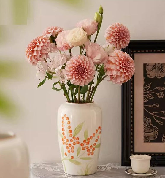 Porcelain Flower Vases, Large Flower Vases on Table, Dining Table Centerpiece, Ceramic Bouquet Vases, Handmade Water Holding Flower Vase-LargePaintingArt.com