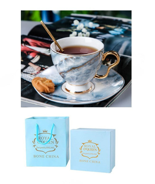 Unique Tea Cups and Saucers in Gift Box as Birthday Gift, Elegant Ceramic Coffee Cups, Beautiful British Tea Cups, Royal Bone China Porcelain Tea Cup Set-LargePaintingArt.com