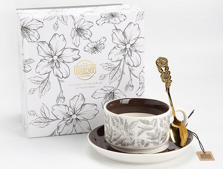 Vintage Bone China Porcelain Tea Cup Set, Unique British Tea Cup and Saucer in Gift Box, Royal Ceramic Cups, Elegant Ceramic Coffee Cups-LargePaintingArt.com