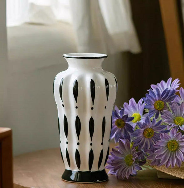 Modern Flower Vases on Table, Porcelain Flower Vases, Water Holding Flower Vases, Handmade Bouquet Ceramic Vases-LargePaintingArt.com