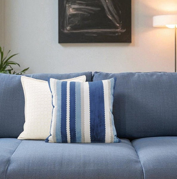 Contemporary Square Modern Throw Pillows for Couch, Large Abstract Blue Decorative Throw Pillows, Simple Throw Pillow for Interior Design, Modern Sofa Pillows-LargePaintingArt.com