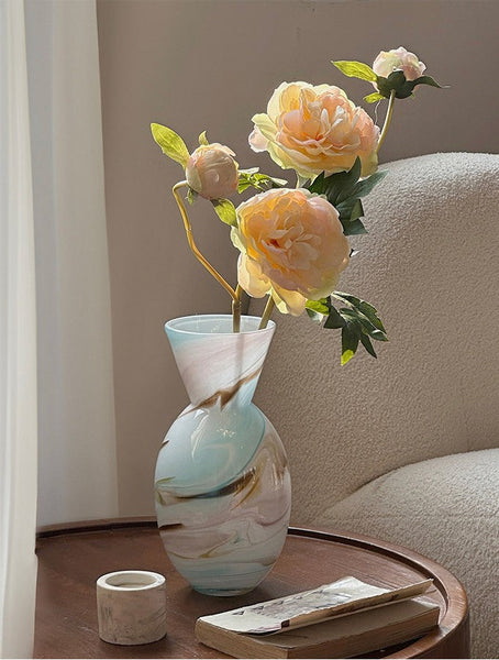 Cute Handmade Glass Vases, Vintage Small Glass Flower Vases, Flower Vases on Table, Modern Glass Vases for Flowers-LargePaintingArt.com
