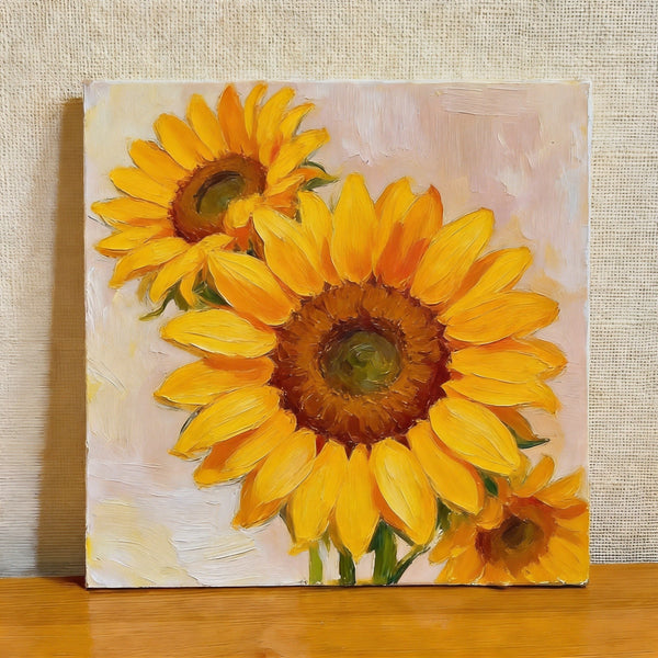 Sunflowers in Full Bloom, Still Life Painting, Hand Painted Canvas Art, Original Flower Paintings, Buy Small Paintings Online, Small Canvas Artwork-LargePaintingArt.com