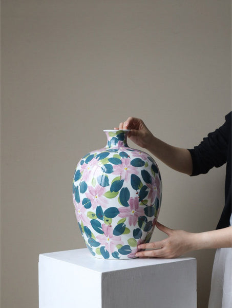 Unique Handmade Modern Flower Vase, Large Porcelain Vases for Modern Home Decor, Centerpiece Ceramic Bouquet Vases, Contemporary Vases on Dining Table-LargePaintingArt.com